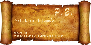 Politzer Elemér névjegykártya